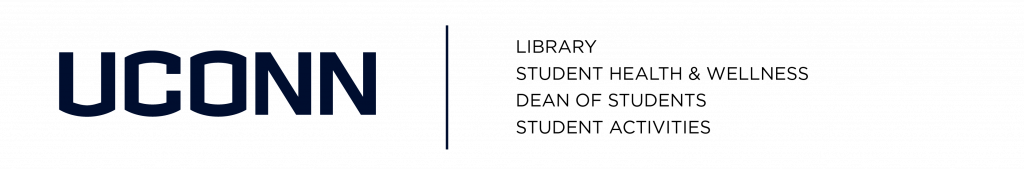 UConn logo with Library, Student Health & Wellness, Dean of Students, and Student Activities